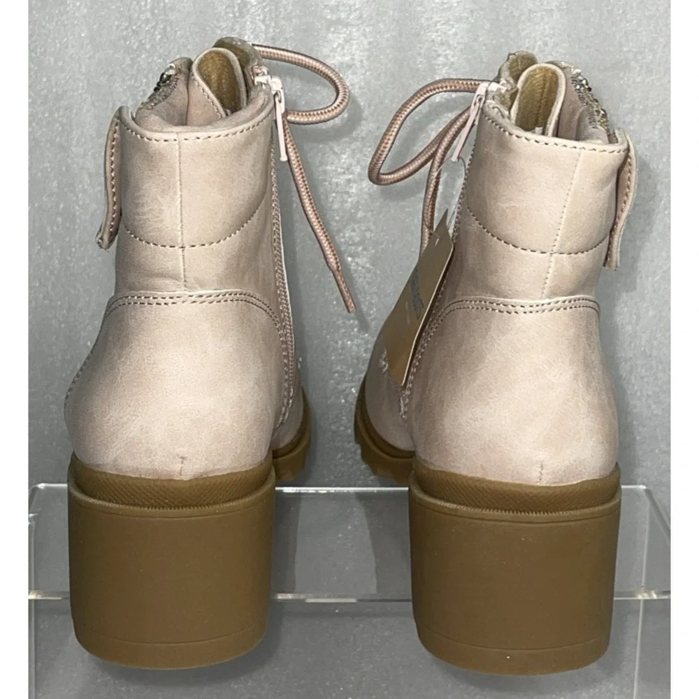 Therabouts Kinsley Pink Rhinestone Hiker Block Heel Boots Big Girls Size 5 NEW‎